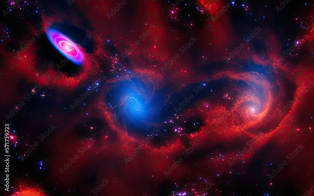 Cosmic nebulae, distant and unexplored space, black hole, galaxies.