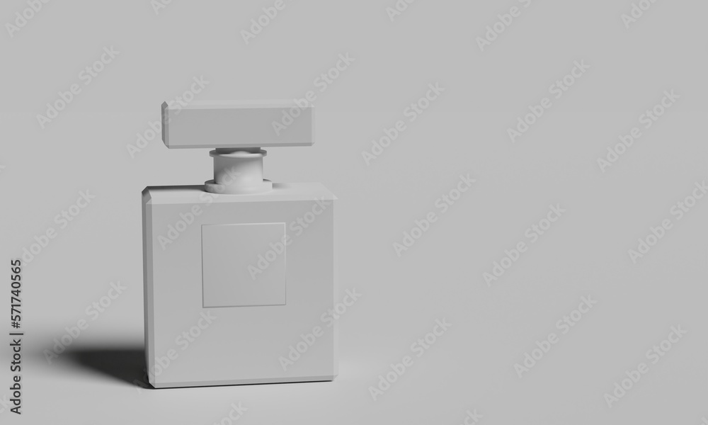 White blank rectangular perfume jar template on white background. 3d rendering White blank rectangular perfume jar template on white background. 3d rendering