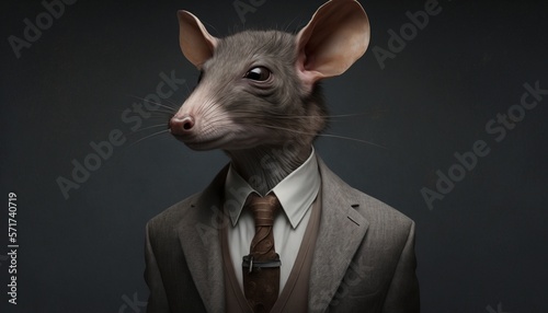 Businessman Human In Suit With Rat Head