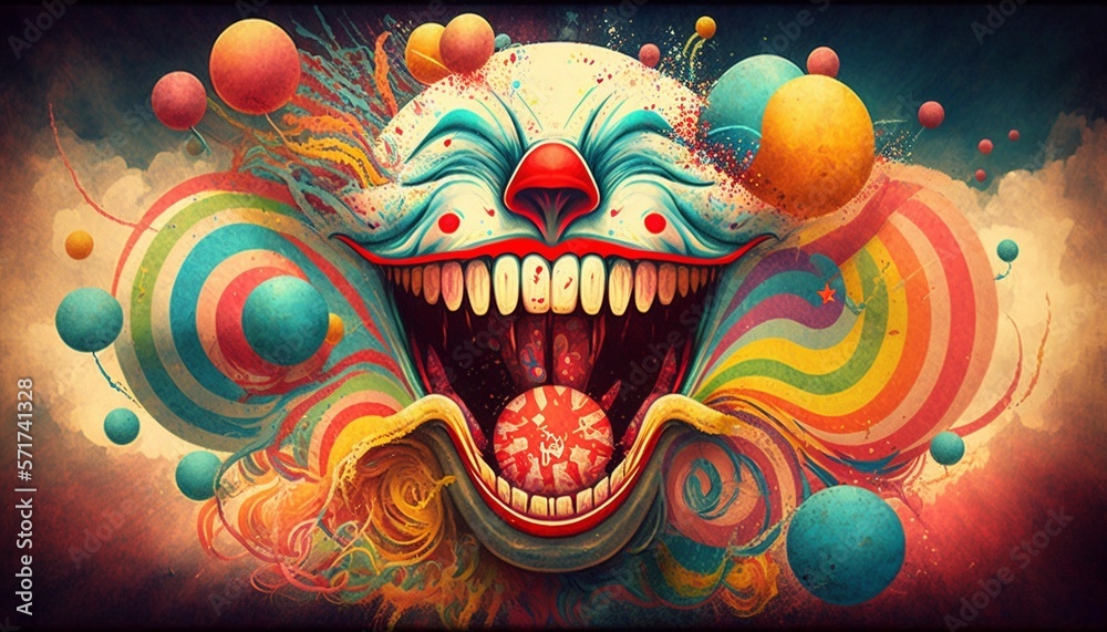 Psychedelic Trip With Clown Head Laughing