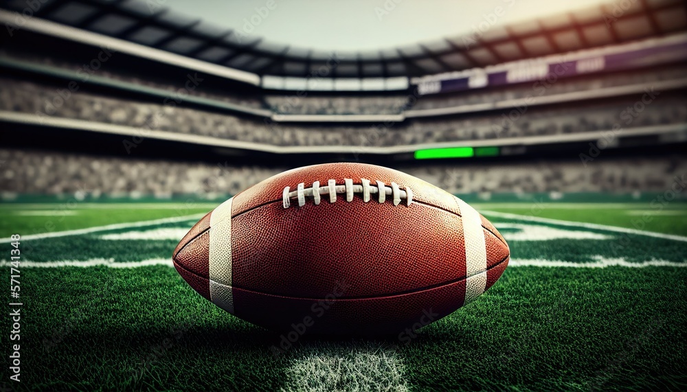 american football ball on a field, Generative AI american football ball on a field, Generative AI