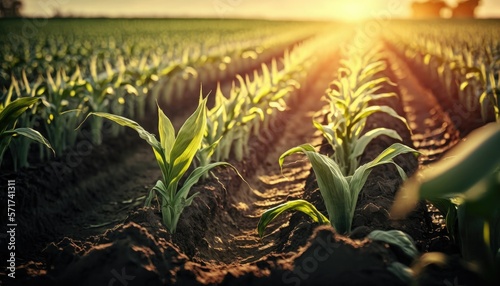 corn field in spring, Generative AI