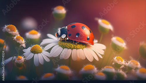 ladybug on a flower, Generative AI