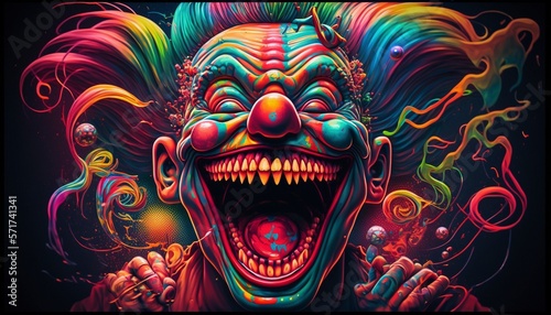 Psychedelic Trip With Clown Head Laughing