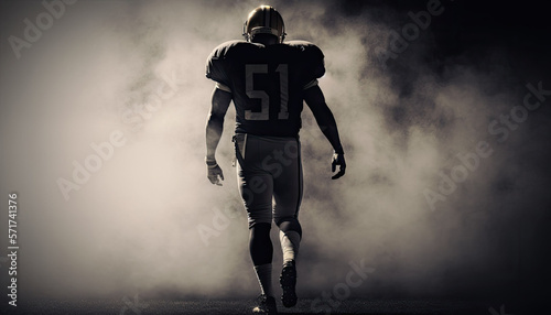 American football player walk away, Generative AI