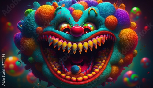 Psychedelic Trip With Clown Head Laughing