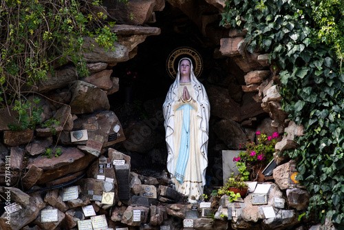 Agentina, virgin mary of the grotto of lourdes sanctuary of the city of mar del plata inspired by the original of france, replica of the cities of jelusaren-may 2020