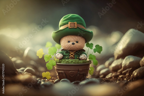 St. Patrick's day cartoon crafts background, generative ai