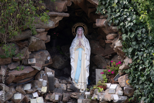 Agentina, virgin mary of the grotto of lourdes sanctuary of the city of mar del plata inspired by the original of france, replica of the cities of jelusaren-may 2020
