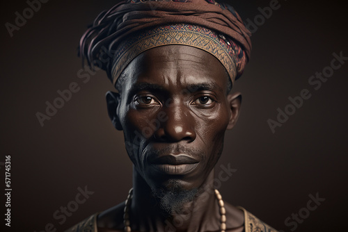 Portrait of man from the Bayaka tribe in Central African Republic. Ai generated art