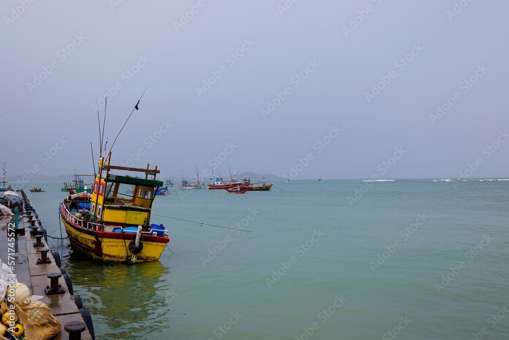 Beruwala, Sri Lanka - Fishing boats stand in Beruwala Harbour, fish market in Bentota or Aluthgama area Beruwala, Sri Lanka - Fishing boats stand in Beruwala Harbour, fish market in Bentota or Aluthgama area