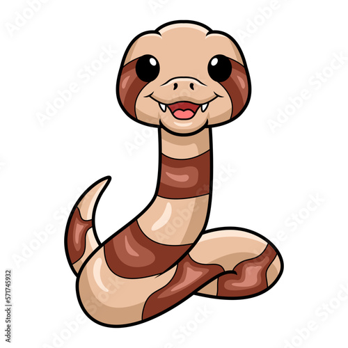 Cute happy copperhead snake cartoon
