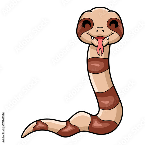 Cute happy copperhead snake cartoon