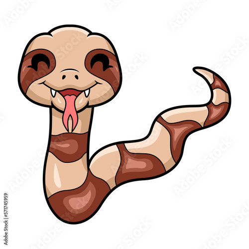 Cute happy copperhead snake cartoon