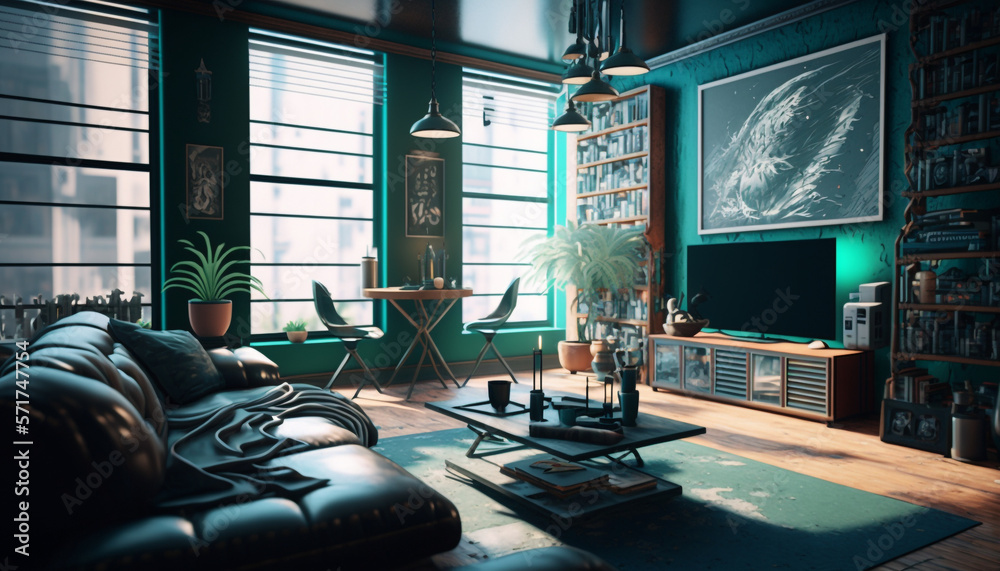 Living room sci-fi futuristic. Generative AI Living room sci-fi futuristic. Generative AI