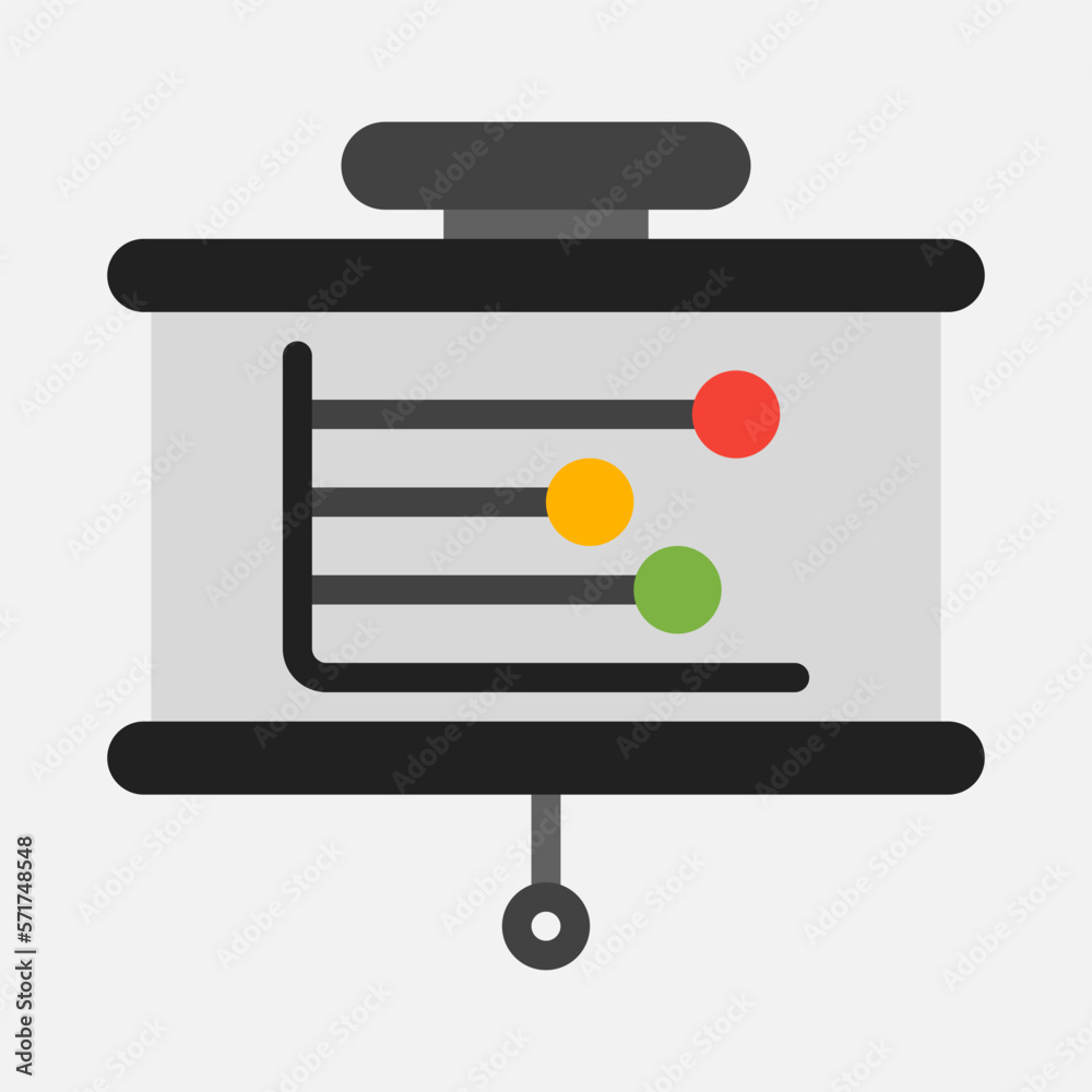 Outline chart presentation icon in flat style, use for website mobile app presentation