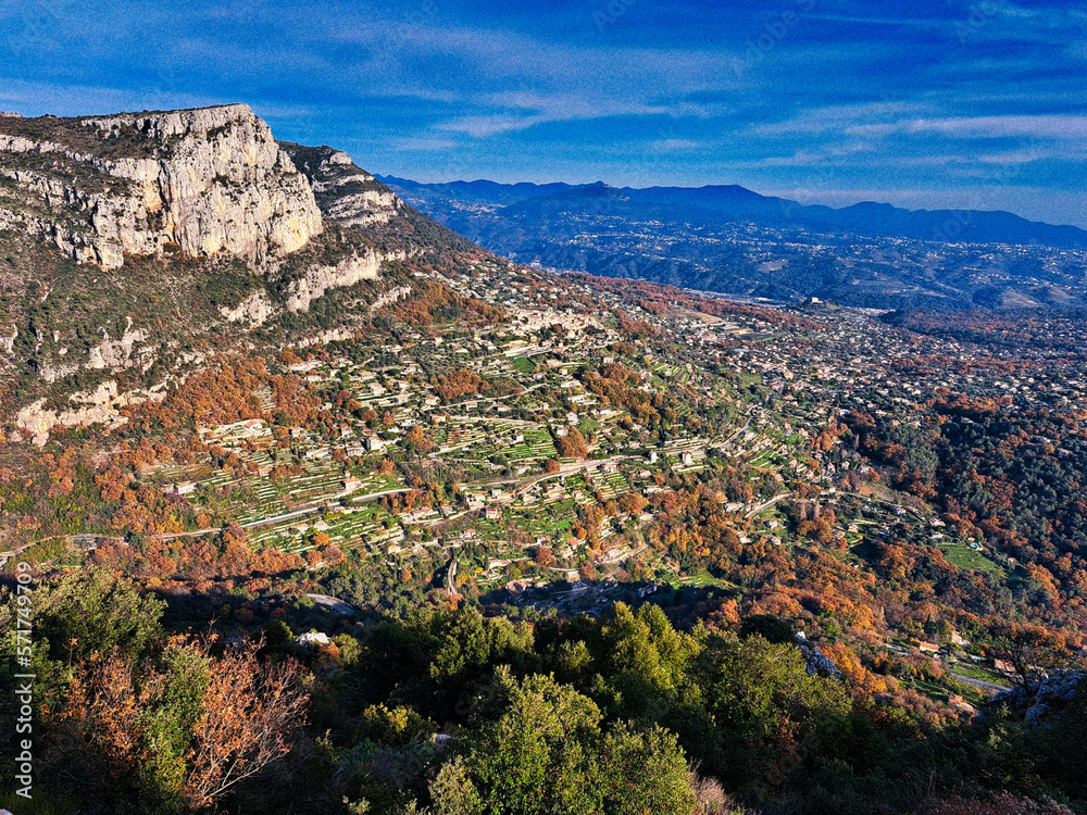 View on the Baou de Saint-Jeannet, medium-sized mountains in the hinterland of Nice, French Riviera