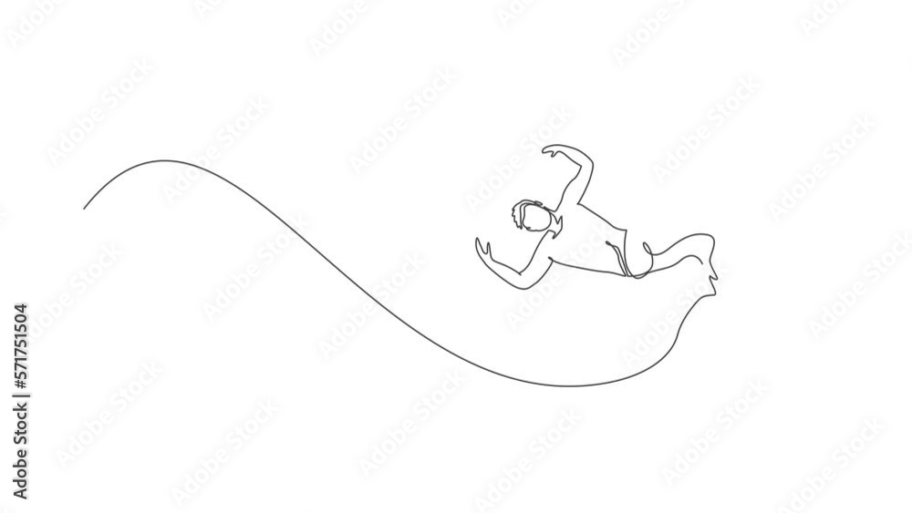 Animated self drawing of single continuous line draw young sportive man practice Brazilian capoeira move dance at outdoor street. Culture martial art and sport concept. Full length one line animation. Animated self drawing of single continuous line draw young sportive man practice Brazilian capoeira move dance at outdoor street. Culture martial art and sport concept. Full length one line animation.