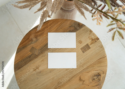 Business Card Mockup Print Stationery Name Card Table Number Gift Tag Empty White Paper Lifestyle