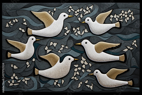Terns birds in artic region, illustration