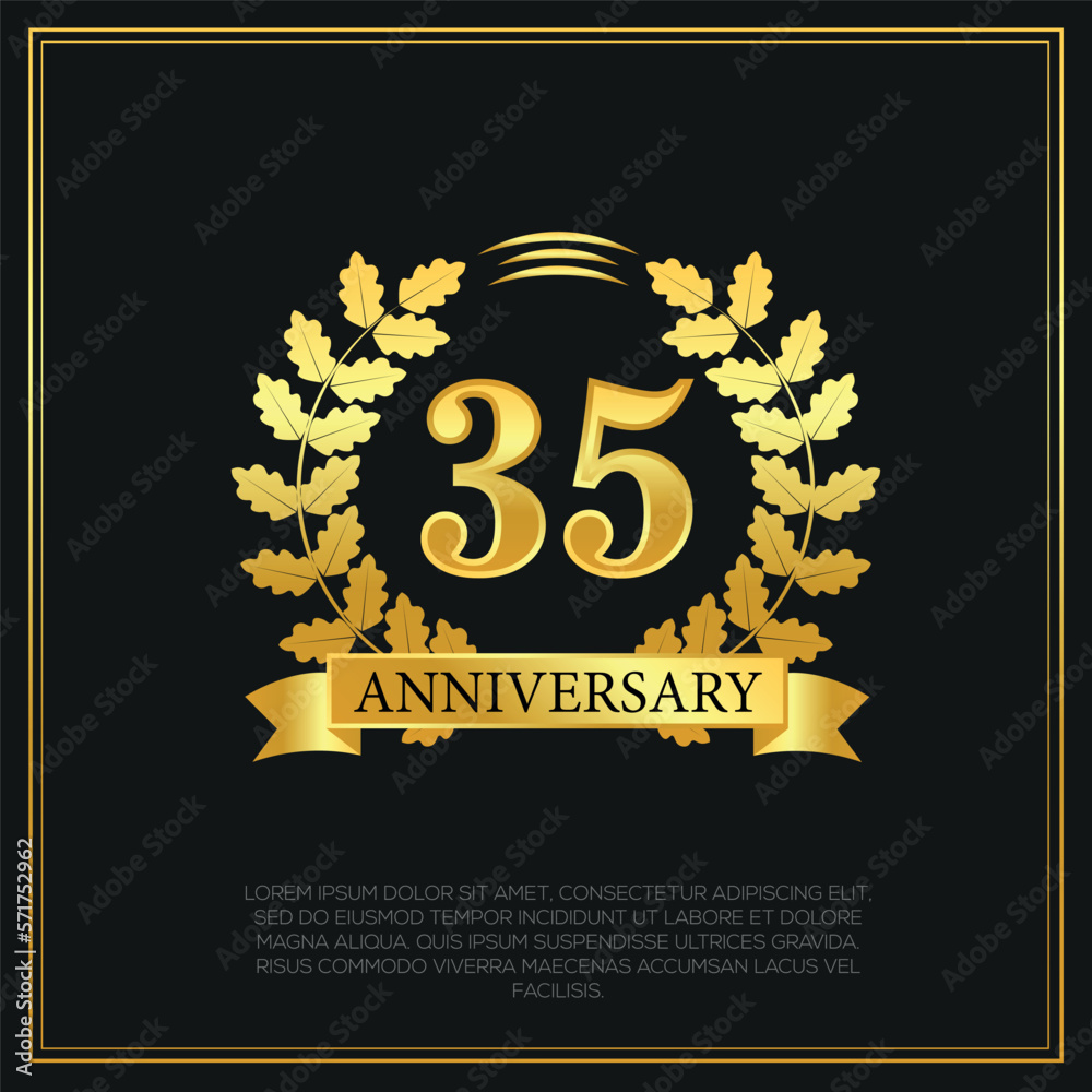 35 year anniversary celebration logo gold color design on black background abstract illustration 35 year anniversary celebration logo gold color design on black background abstract illustration