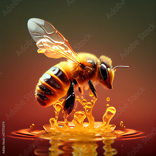 Honey bee, insect bee, animal bee, bee collect nectar and honey, beehive, flying bee, honeycomb, bee generative ai