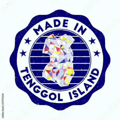 Made In Tenggol Island. Island round stamp. Seal of Tenggol Island with border shape. Vintage badge with circular text and stars. Vector illustration. photo