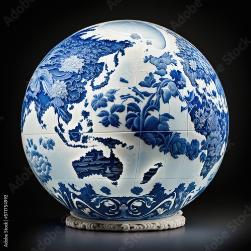 Illustration of a porcelain earth globe - Created with Generative ai © Rieth