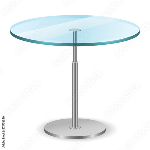 modern glass round dining table isolated on white background 3D illustration