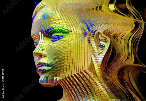 Gold Colored Metallic Woman Generative AI photo