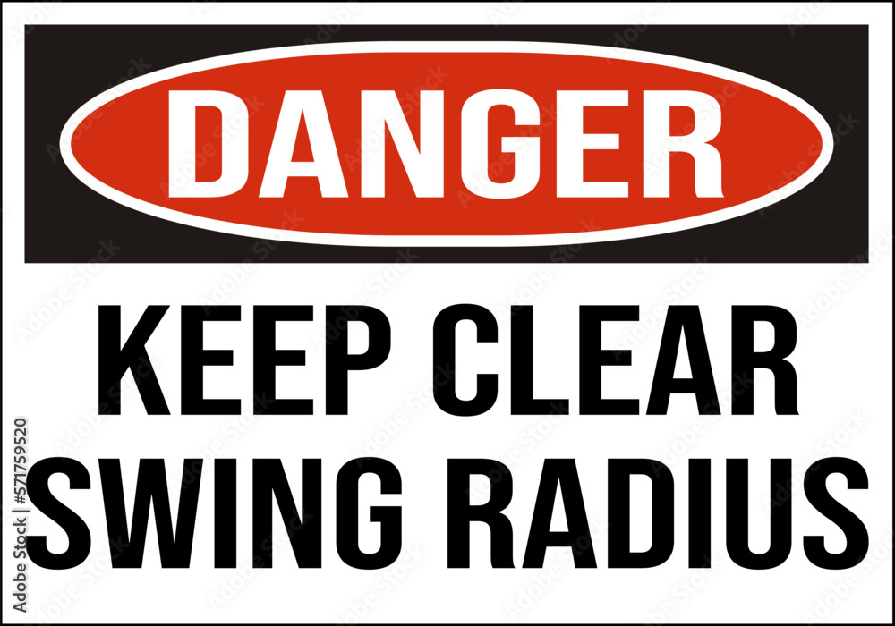danger keep clear swing radius - crane safety sign - construction sign danger keep clear swing radius - crane safety sign - construction sign