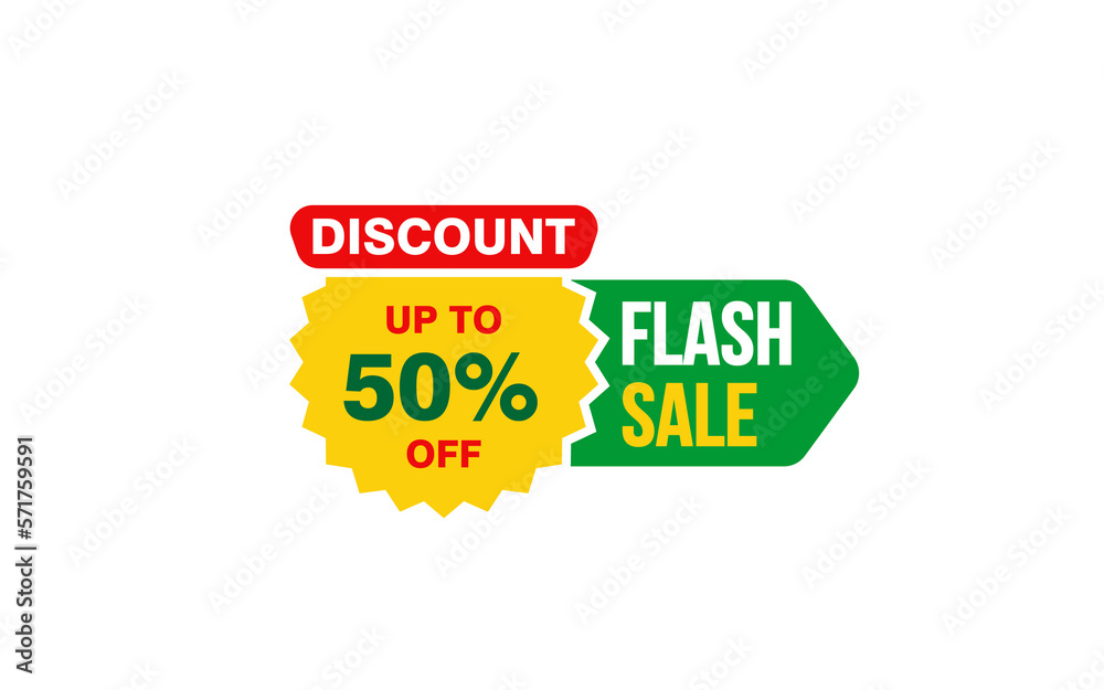 50 Percent FLASH SALE offer, clearance, promotion banner layout with sticker style.
50 Percent FLASH SALE offer, clearance, promotion banner layout with sticker style.