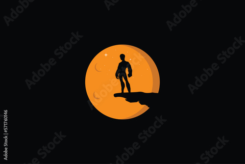 abstract logo moonlight with human