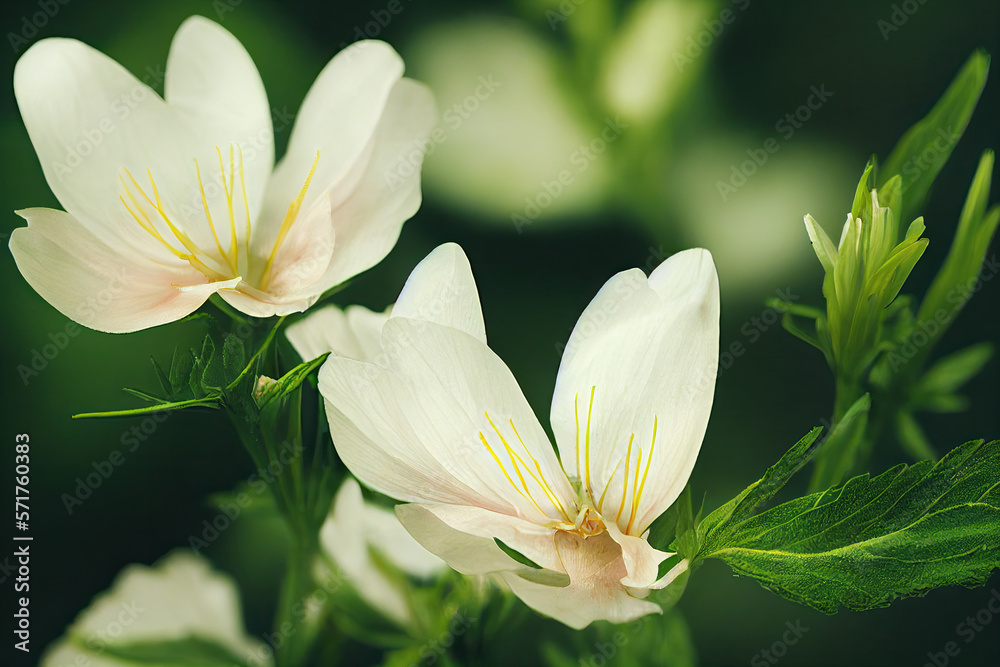 Evening Primrose Flowers, Illustration, Generative AI Evening Primrose Flowers, Illustration, Generative AI