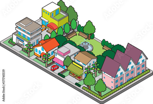 建物の立体的なイラスト. 街並みの景観.