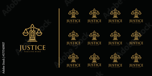 Law firm trend line icon vector design template. creative design of initial letter .lawyer.Universal law, lawyer, justice, creative premium symbol column idea scale.