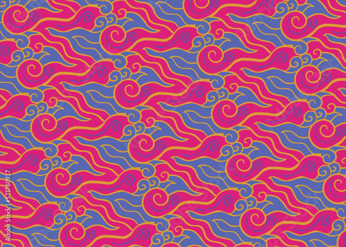 Batik motifs from Indonesian Javanese cloth  the development of the mega cloudy motif with a very beautiful seamless line pattern. Vector EPS 10