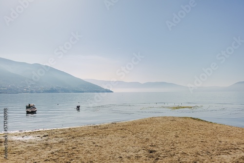 Sea and beach landscape of Vlore city, Albania.