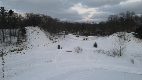 Parking Lot at a local lake in Winter. photo