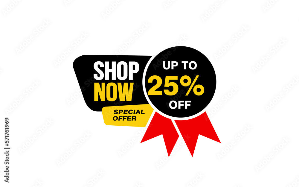 25 Percent SHOP NOW offer, clearance, promotion banner layout with sticker style.
25 Percent SHOP NOW offer, clearance, promotion banner layout with sticker style.