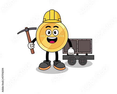Mascot Illustration of hong kong dollar miner
