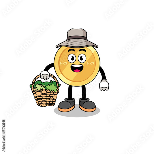 Character Illustration of hong kong dollar as a herbalist