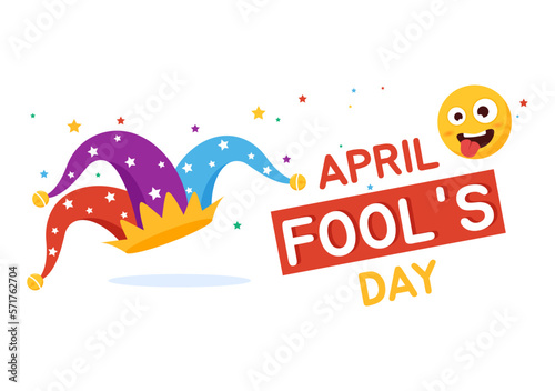 Happy April Fools' Day Celebration Illustration wearing a Jester Hat and Surprise for Web Banner or Landing Page in Flat Cartoon Hand Drawn Templates