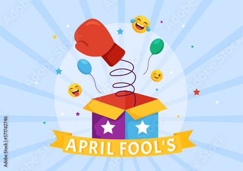 Happy April Fools' Day Celebration Illustration wearing a Jester Hat and Surprise for Web Banner or Landing Page in Flat Cartoon Hand Drawn Templates