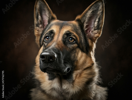 German Shepherd dog studio portrait.