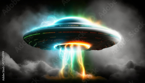Invasion from the Unknown: An Alien UFO Spaceship Illustration for Your Projects, Generative AI