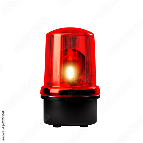 Tableau sur toile Red siren emergency warning light with black base that are currently on ,3d rend