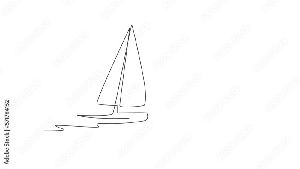 Animation of one single line drawing of sail boat sailing on the sea illustration. Water transportation vehicle concept. Continuous line self draw animated. Full length motion. Animation of one single line drawing of sail boat sailing on the sea illustration. Water transportation vehicle concept. Continuous line self draw animated. Full length motion.