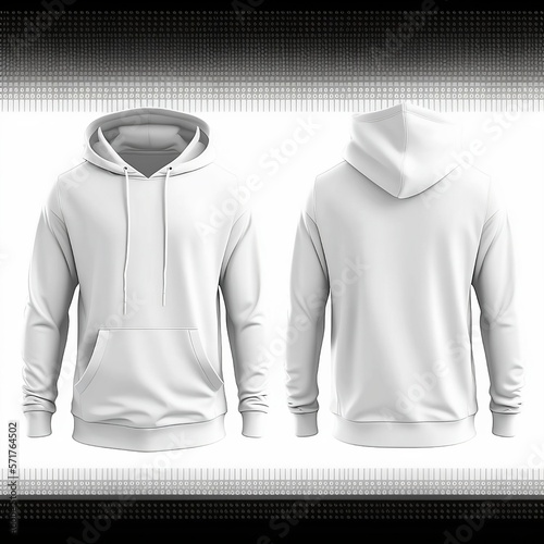 hoodie template White . Hoodie sweatshirt long sleeve with clipping path, hoody for design mockup for print, isolated on white background.