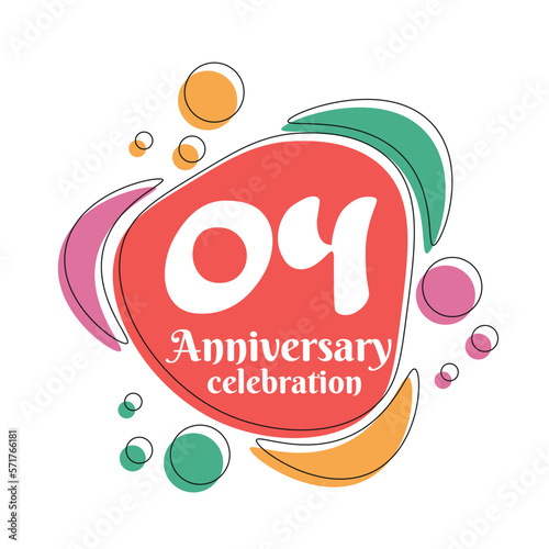 04th anniversary celebration logo colorful  design with bubbles on white background abstract vector  illustration   photo